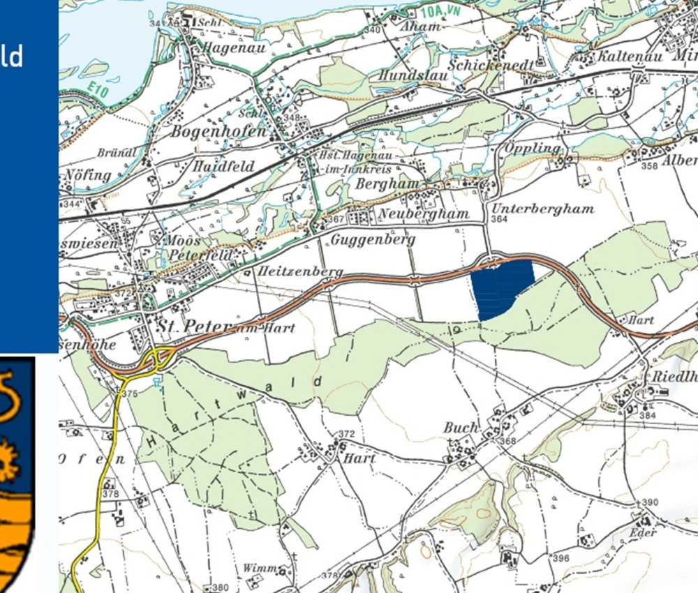 Lageplan des EWS Sonnenfeldes in der Gemeinde Mining (OÖ) Lageplan des EWS Sonnenfeldes in der Gemeinde Mining (OÖ)